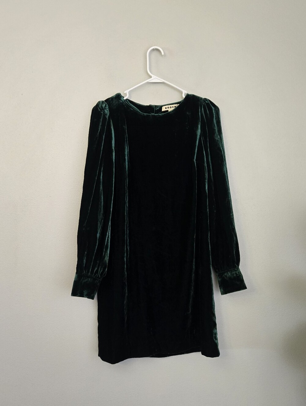 Boden Estella Velvet Shift Dress Emerald Night - Picture 4 of 11